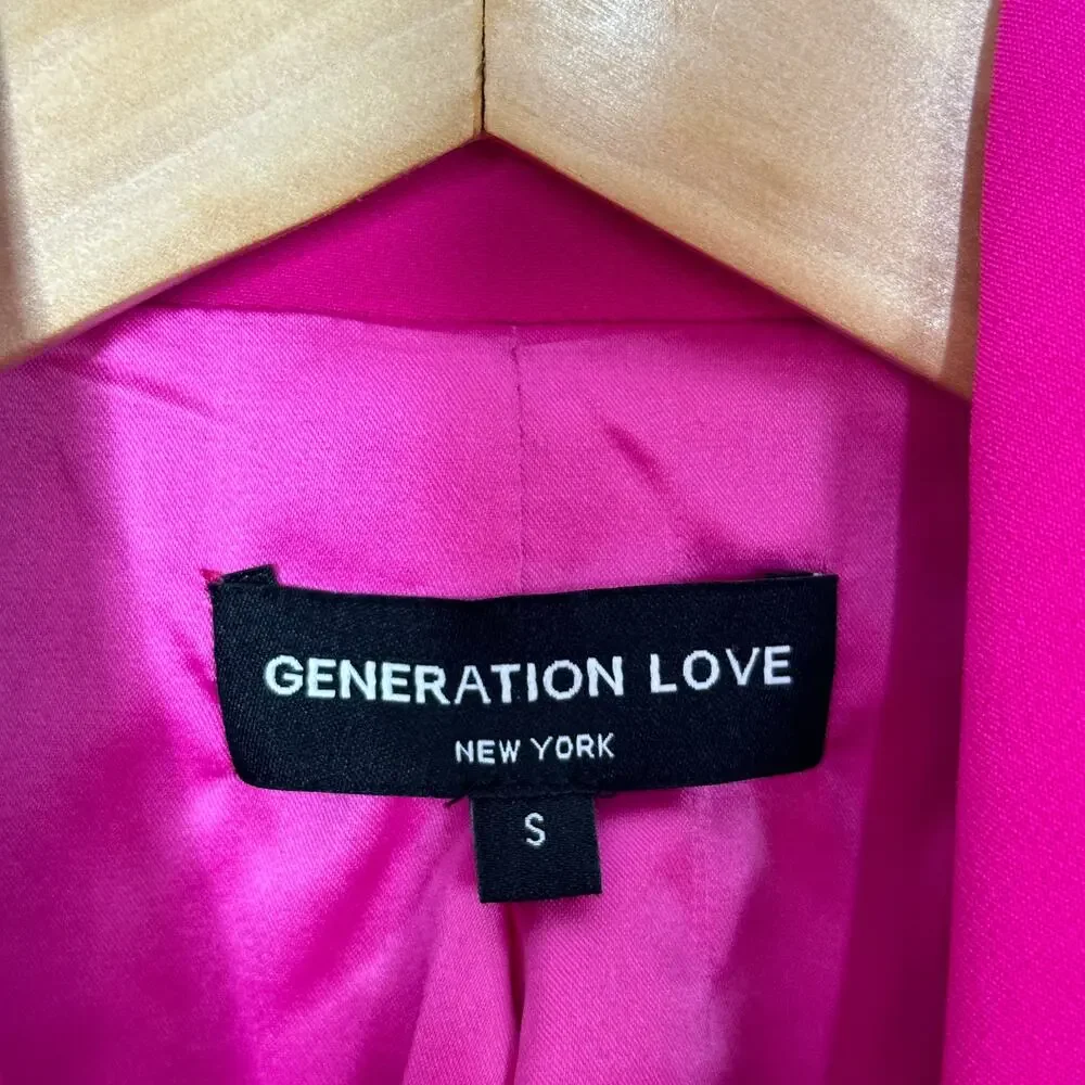 GENERATION LOVE Leighton Crepe Double Breast Blazer Hot Pink Magenta Sz S {KK1} - Picture 7 of 8